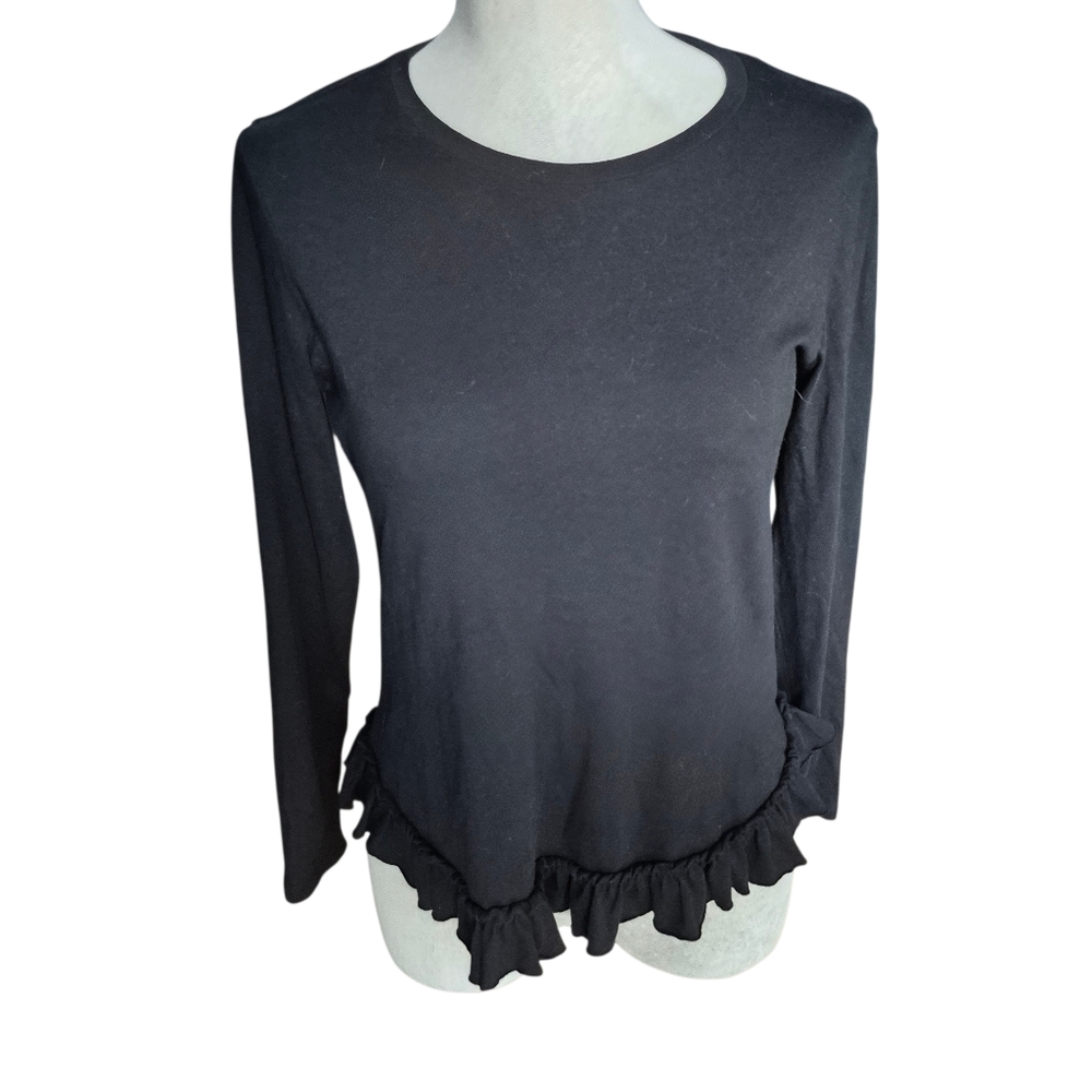 Banana Republic Size Small Long Sleeve Designer Tee With Ruffle Detail At Hem
